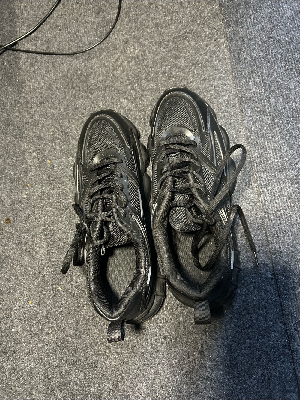 All-Black Chunky Mesh Sneakers